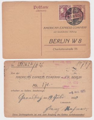 96986 DR Ganzsachen Postkarte P117A Zudruck American Express Comp. Berlin 1920