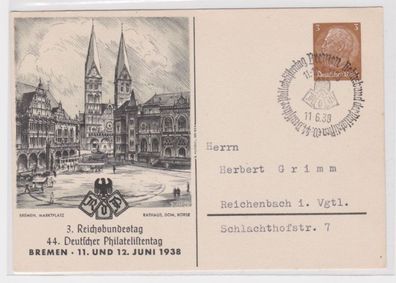 97319 Ganzsachenkarte PP122/ C87/01 44. dt. Philatelistentag Bremen 1938 Rathaus
