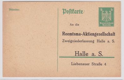 97484 DR Ganzsachen Postkarte P204 Zudruck Reemtsma-AG Zweigniederlassung Halle