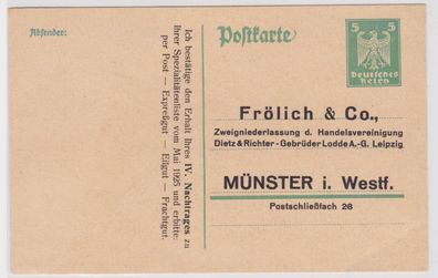 97488 DR Ganzsachen Postkarte P204 Zudruck Frölich & Co. Dietz & Richter Münster