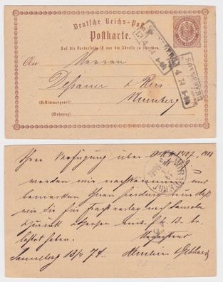 97617 DR Ganzsachen Postkarte P1 Sonneberg nach Nürnberg 1874
