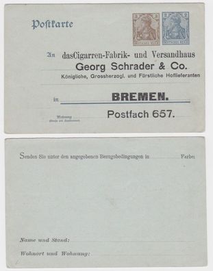 97715 DR Ganzsachen Postkarte P70 Zudruck Cigarren-Fabrik G. Schrader & Co Bremen