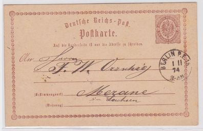 97723 DR Ganzsachen Postkarte P1 Berlin nach Meerane 1874