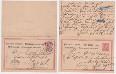97730 DR Ganzsachen Postkarte P15/02 Metz nach Basel (Schweiz) 1889