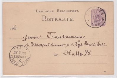 97737 DR Ganzsachen Postkarte P10 Cassel nach Halle an der Saale 1887
