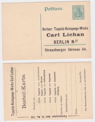 97822 DR Ganzsachen Postkarte P102 Zudruck Teppich-Reinigungs-Werk Lichan Berlin