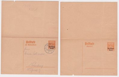 97918 DR Ganzsachen Antwort Postkarte P226 Stempel Schwabach 1920