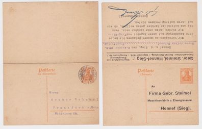 97968 DR Ganzsachen Postkarte P112 Zudruck Gebr. Steimel Giesserei Hennef-Sieg