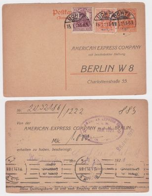 97974 DR Ganzsachen Postkarte P117A Zudruck American Express Company Berlin 1921