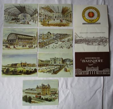 Ansichtskartenmappe mit 7 Karten Historische Bahnhöfe (94580)