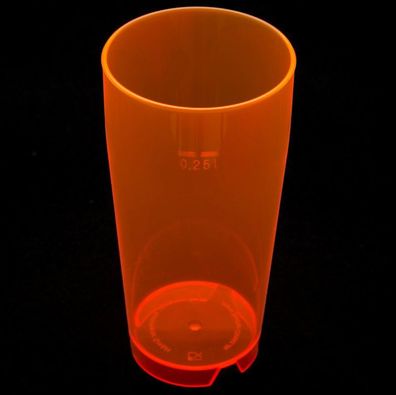 0,25L Mehrwegbecher Kunststoffbecher Willybecher PC neon leucht orange bruchfest