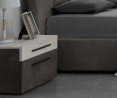 NEU Elegante Nachtkonsole Melina in creme grau modernes Design Italienisch Set