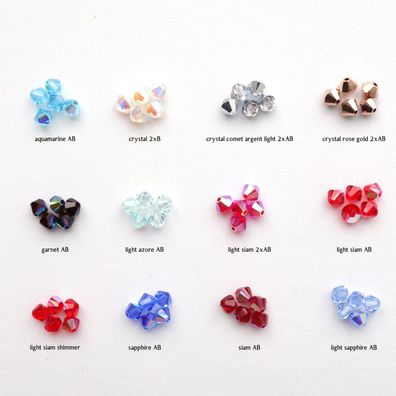 Swarovski® Perle Doppelkegel Bicon 5328 Xilion Beads 4mm diverse Farben