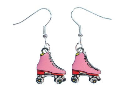 Rollschuhe rosa Ohrringe Miniblings Hänger Rollerskates Stiefel Skates Metall
