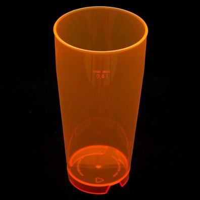 0,4L Mehrwegbecher Kunststoffbecher Willybecher PC neon leucht orange bruchfest