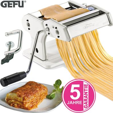 GEFU Pasta Perfetta Nudelmaschine Pasta Teig Maschine mit Aufsatz Edelstahl weiß