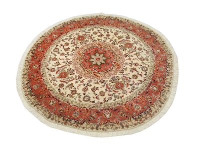 Persischer Täbriz Maß: 2,30 m Durchmesser, aus feiner Korkwolle und Seide