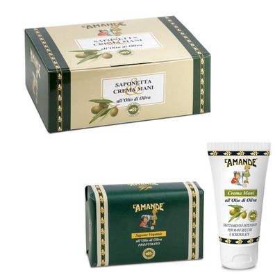 L'Amande Geschenkbox Olivenöl Seife 150g + Handcreme 30ml