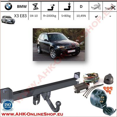 AHK + Elektorsatz ES7 BMW X3 E83 2004-2010 Anhängevorrichtung Anhängerkupplung