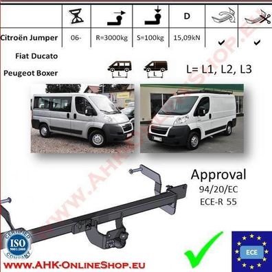 AHK Fiat Ducato L1 / L2 / L3 ab 2006- Anhängevorrichtung Anhängerkupplung AHZV