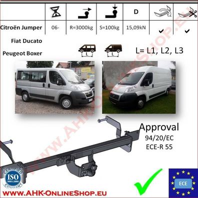 AHK Peugeot Boxer L1 / L2 / L3 ab 2006- Anhängevorrichtung Anhängerkupplung AHZV
