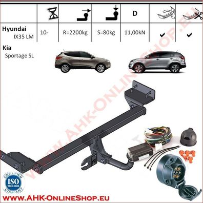 AHK ES7 Hyundai ix35 / KIA Sportage SL 10- Anhängevorrichtung Anhängerkupplung