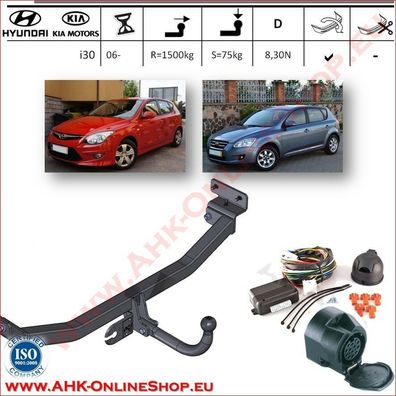 AHK ES13 KIA Cee'D Bj.2007-2012 Schrägheck Anhängevorrichtung Anhängerkupplung