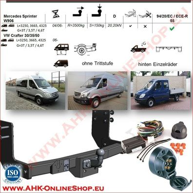 AHK ES7 VW Crafter 06- Bus Kasten Pritsche Anhängevorrichtung Anhängerkupplung