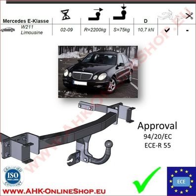 AHK Mercedes E-Klasse W211 Bj.2002-2009 Anhängevorrichtung Anhängerkupplung NEU