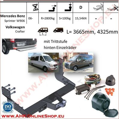 AHK ES13 VW Crafter ab 2006 Bus Kasten Anhängevorrichtung Anhängerkupplung AHZV