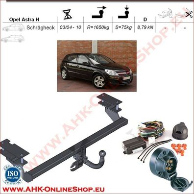 AHK ES7 Opel Astra H Bj.2004-2011 Schrägheck Anhängevorrichtung Anhängerkupplung