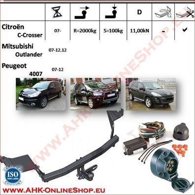 AHK ES7 Mitsubishi Outlander II ab 2007- Anhängevorrichtung Anhängerkupplung NEU