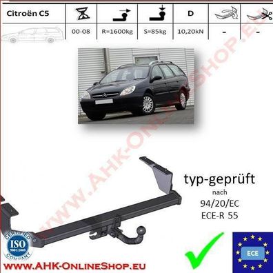 AHK Citroen C5 Bj.2001-2008 Break Kombi Anhängevorrichtung Anhängerkupplung AHZV