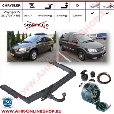 AHK ES7 Chrysler Voyager Bj.2001-2008 Anhängevorrichtung Anhängerkupplung AHZV