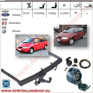 AHK ES7 Ford Galaxy Bj.1995-04/2000 Anhängevorrichtung Anhängerkupplung komplett