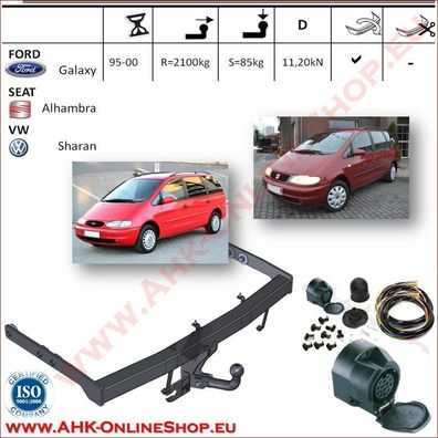 AHK ES13 Seat Alhambra Bj.1995-2000 Anhängevorrichtung Anhängerkupplung komplett
