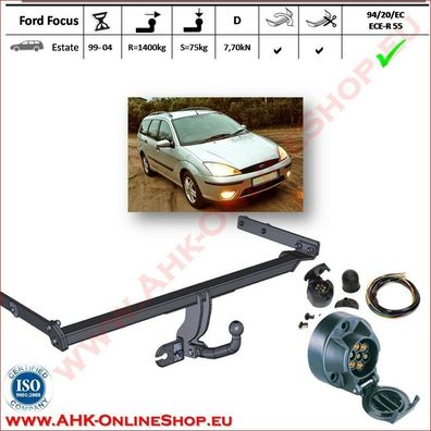AHK ES7 Ford Focus Bj.1998-2004 Kombi Anhängevorrichtung Anhängerkupplung AHZV
