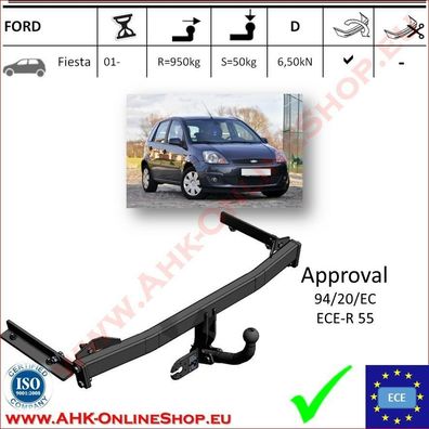 AHK Ford Fiesta V Bj.2000-2007 Schrägheck Anhängevorrichtung Anhängerkupplung