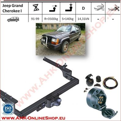 AHK ES7 Jeep Grand Cherokee ZJ Bj.1991-1999 Anhängevorrichtung Anhängerkupplung