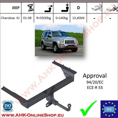 AHK Jeep Cherokee KJ Bj. 2001-2008 Anhängevorrichtung Anhängerkupplung komplett