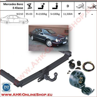 AHK ES7 Mercedes E-Klasse W210 Bj.1999-2002 Stufenheck Anhängerkupplung komplett