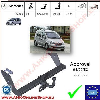 AHK Mercedes Vaneo Bj.2002-2005 Anhängevorrichtung Anhängerkupplung komplett NEU