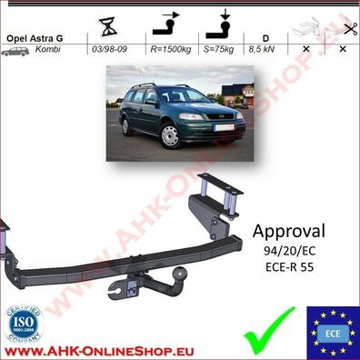 AHK Opel Astra II G Bj.1998-2004 Kombi Anhängevorrichtung Anhängerkupplung AHZV