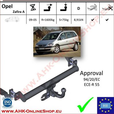 AHK Opel Zafira A Bj.1999-2005 Anhängevorrichtung Anhängerkupplung komplett AHZV
