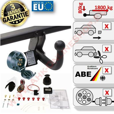 AHK + E-Satz 7 polig AUDI A3 Sportback Bj. 2004-2008 Anhängerkupplung | komplett