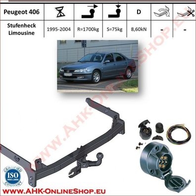 AHK ES7 Peugeot 406 Bj.1995-2004 Stufenheck Anhängevorrichtung Anhängerkupplung