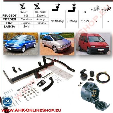AHK ES7 Fiat Scudo I / Ulysse Bj.1994-2006 Anhängevorrichtung Anhängerkupplung