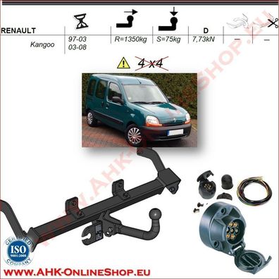 AHK ES7 Renault Kangoo Bj.1997-2008 Anhängevorrichtung Anhängerkupplung komplett