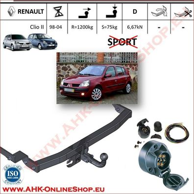 AHK ES7 Renault Clio II 1998-2005 Schrägheck Anhängevorrichtung Anhängerkupplung
