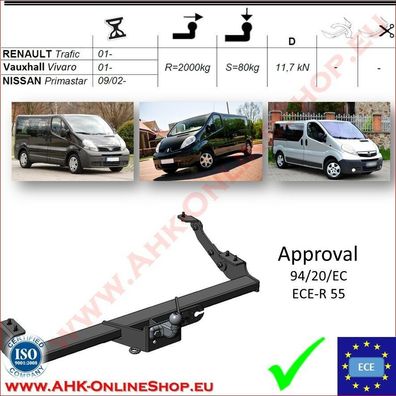 AHK Nissan Primastar Bj.2001-2014 Bus Kasten Anhängevorrichtung Anhängerkupplung